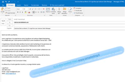 cosa scrivere in email per inviare cv.